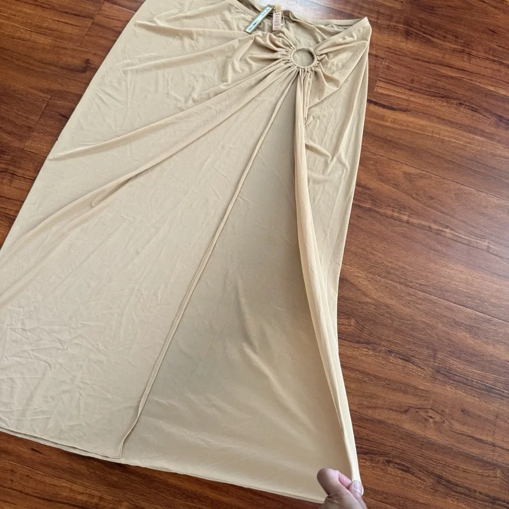 Skims Mesh Cover Up Sarong Skirt In Ochre Women's Size 3X NWT Can Fit XL-3X
